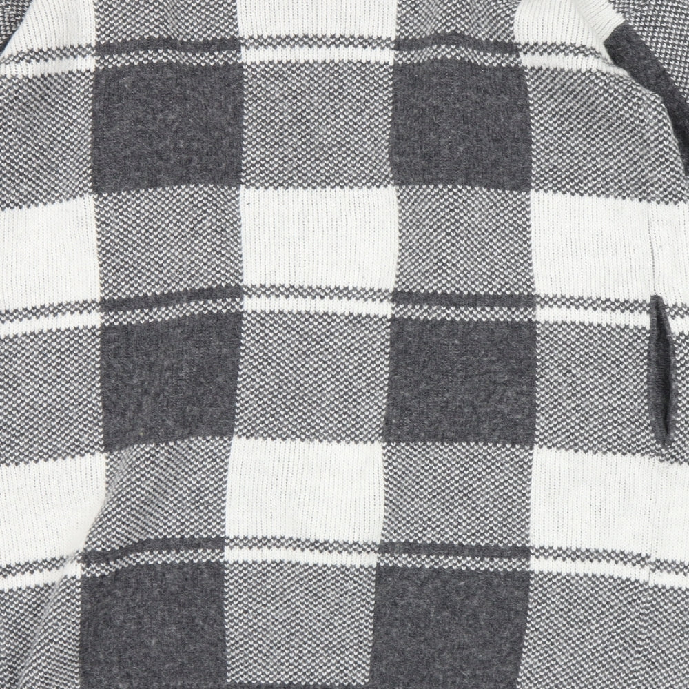 Ann Taylor Womens Grey Check Wrap Jumper Size M