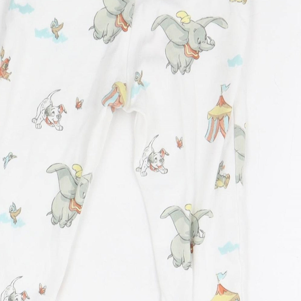Brand and care label for Disney Baby White Animal Print sweatpants, size 9-12, Months - Disney