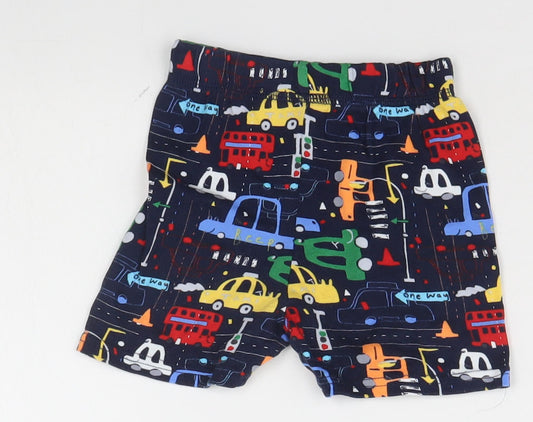 George Baby Blue Geometric Cropped Trousers Size 9-12 Months - Cars