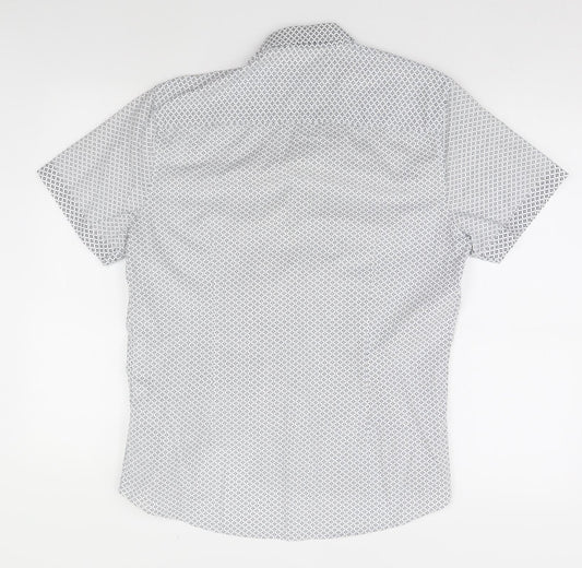 Mens UK Size M Burton White Button-Up Short Sleeve Casual Shirt