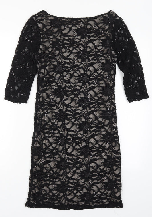 Evie Womens Black Lace Pencil Dress Size 10