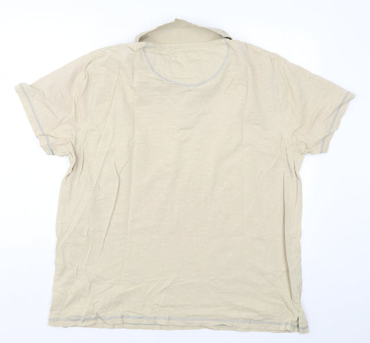 BHS Mens Beige Striped Polo Size XL