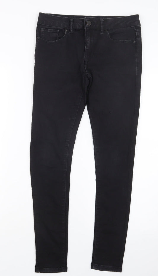 Additional front view of River Island women’s black denim skinny jeans, size UK 29, in, 26-inch leg