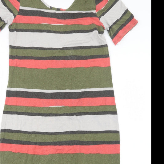 ASOS Womens Green Striped T-Shirt Dress Size 12