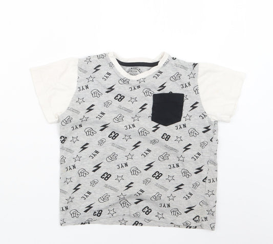 Matalan Boys Grey Geometric Pyjama Top Size 7 Years