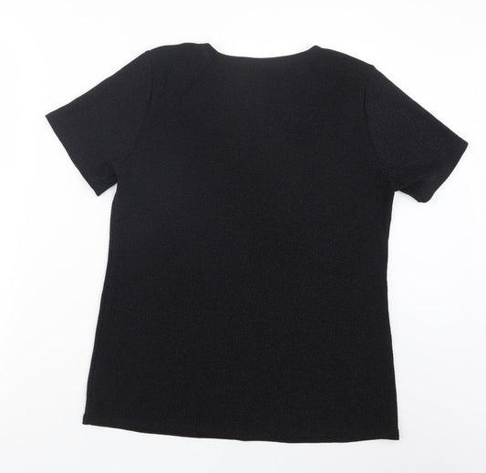 Womens UK Size 16 Charlotte Gold Black Basic T-Shirt
