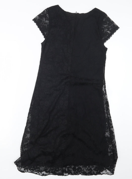AMARANTO Womens Black Lace A-Line Size 8