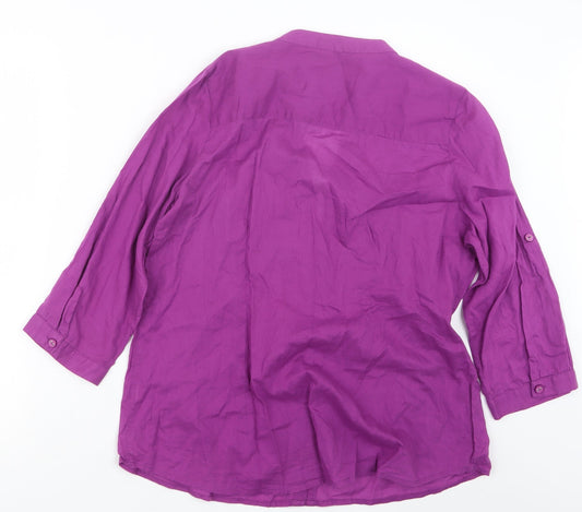 Maine Womens Purple Basic Button-Up Size 14