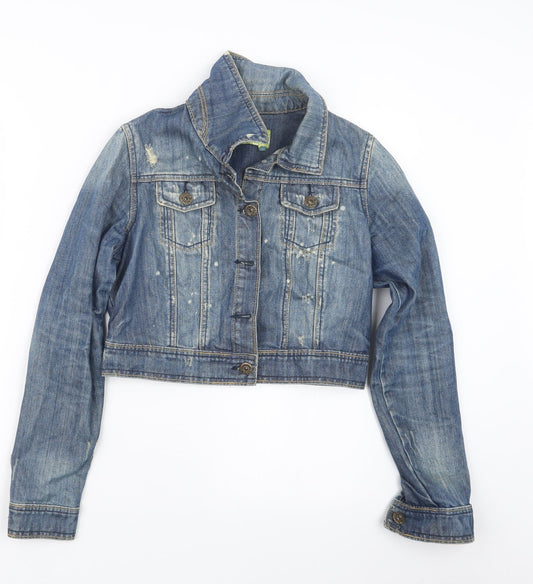 Additional front view of Authentic women’s blue denim jacket, size UK 10