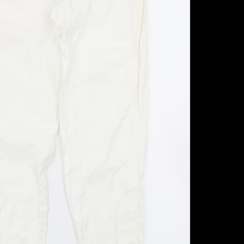 Brand and care label for Inwear women’s white cargo trousers, size UK 8, 27-inch leg