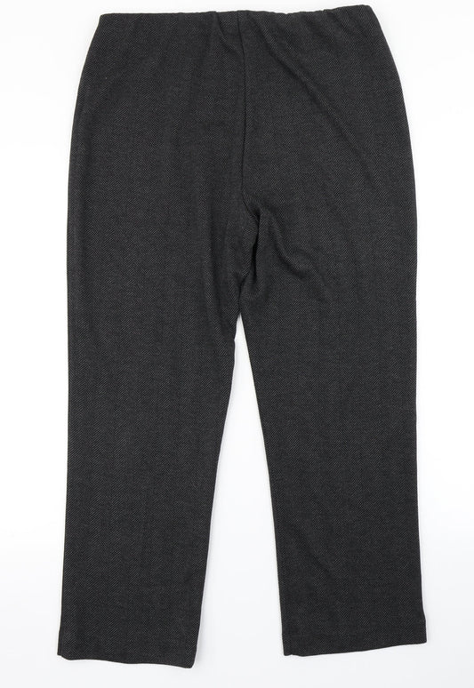 Bonmarché Womens Black Herringbone Dress Pants Trousers Size 14 L25 in