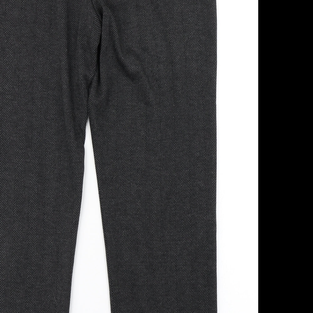 Bonmarché Womens Black Herringbone Dress Pants Trousers Size 14 L25 in