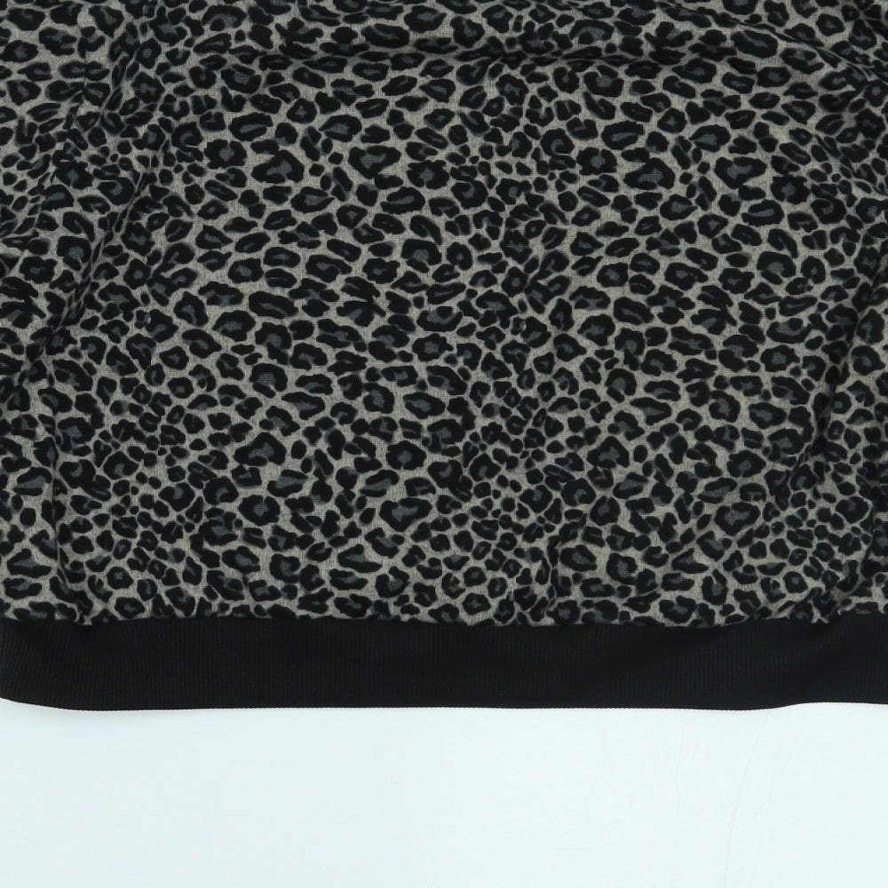 Primark Womens Brown Animal Print Cropped Blouse Size 8