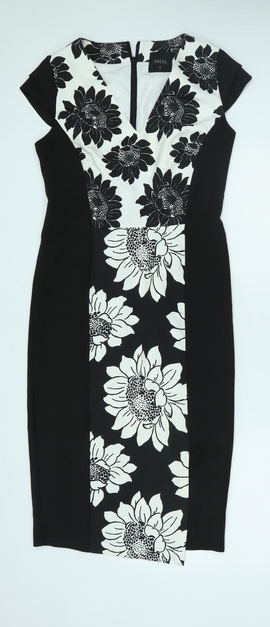 Additional front view of Next women’s black pencil dress, size UK 10