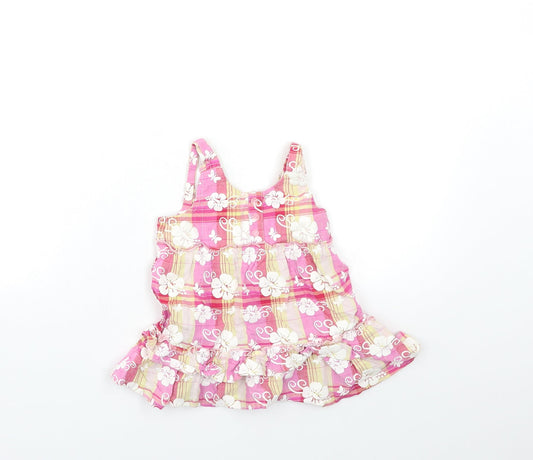 Preworn Baby Pink Check Shirt Dress Size 12-18 Months