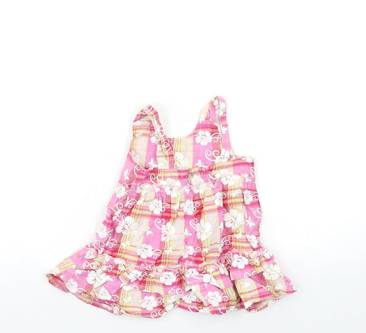 Preworn Baby Pink Check Shirt Dress Size 12-18 Months