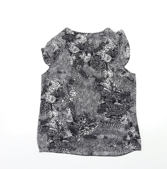 Atmosphere Womens Black Geometric Basic Blouse Size 8