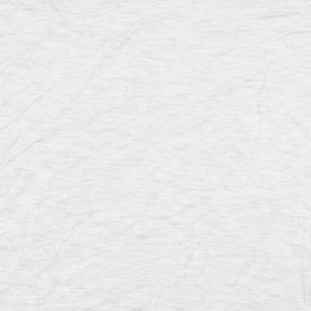 Brand and care label for H&M women’s grey basic t-shirt, size UK 14