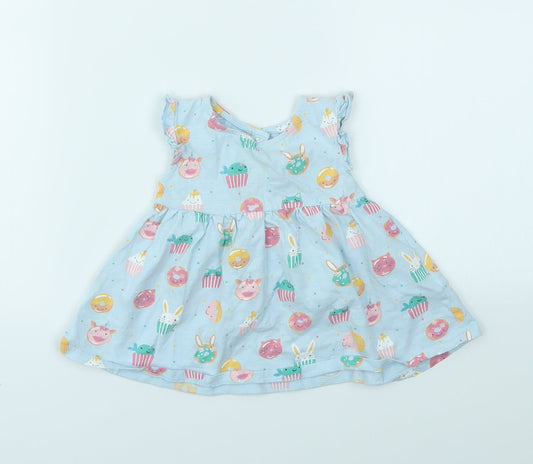 Blue Zoo Girls Blue Animal Print Fit & Flare Size 3-6 Months