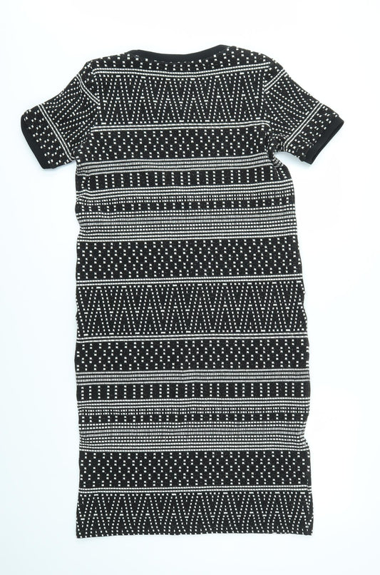NEXT Womens Black Geometric Jumper Dress Size 8