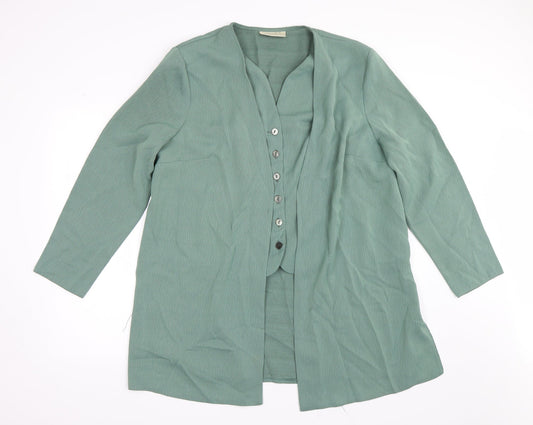 Womens UK Size 18 Ann Harvey Green Basic Button-Up