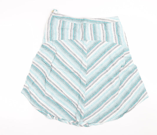 Bonmarché Womens Blue Striped  Flare Skirt Size 16