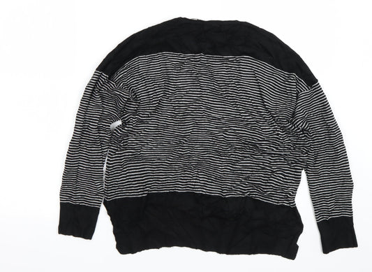 Primark Womens Black Striped Pullover Jumper Size 16
