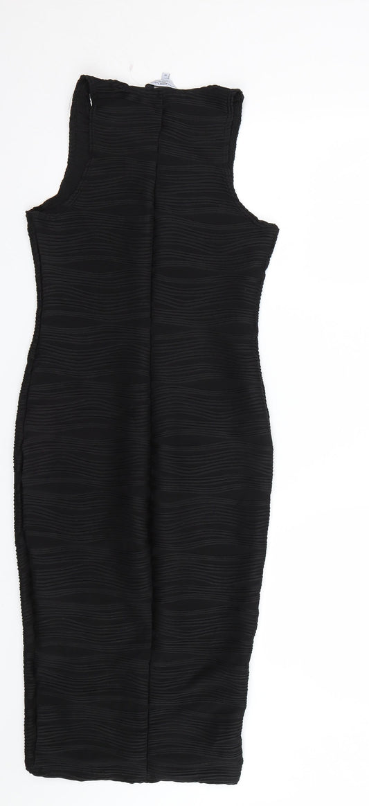 New Look Womens Black Striped Wrap Dress Size 10