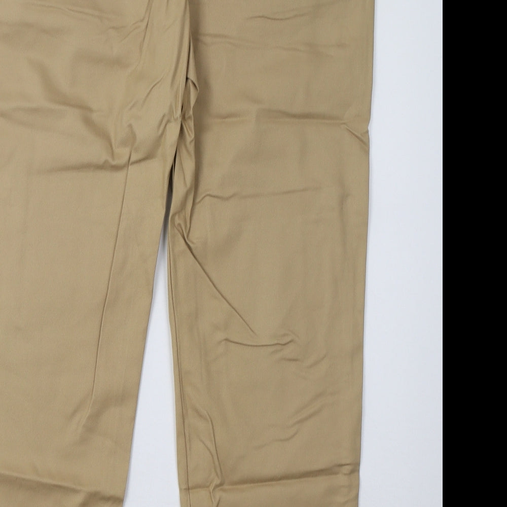 Brand and care label for mouse women’s beige trousers, size UK 38, 31-inch leg