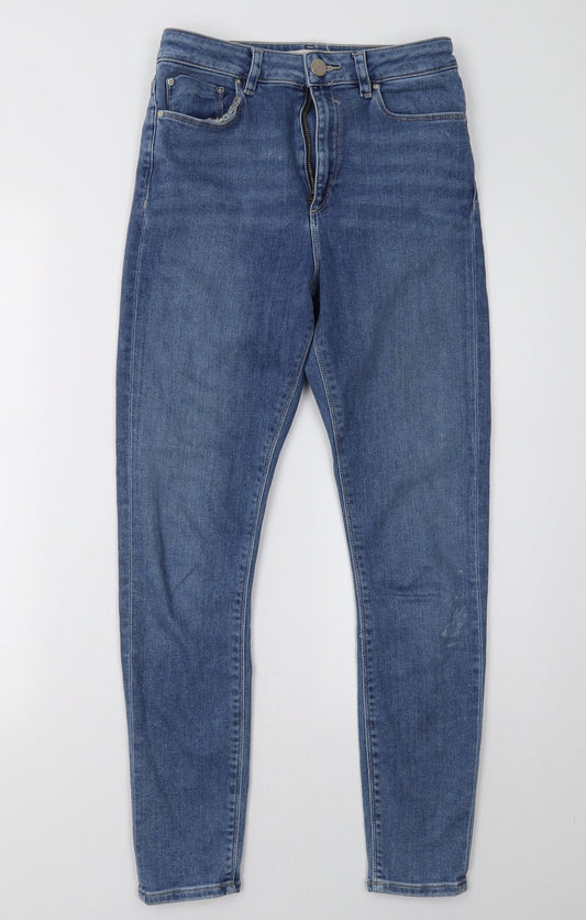 Additional front view of ASOS women’s blue denim skinny jeans, size UK 28, 32-inch leg