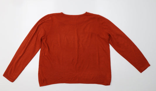 Back view of Bonmarché women’s orange pullover sweatshirt, size M