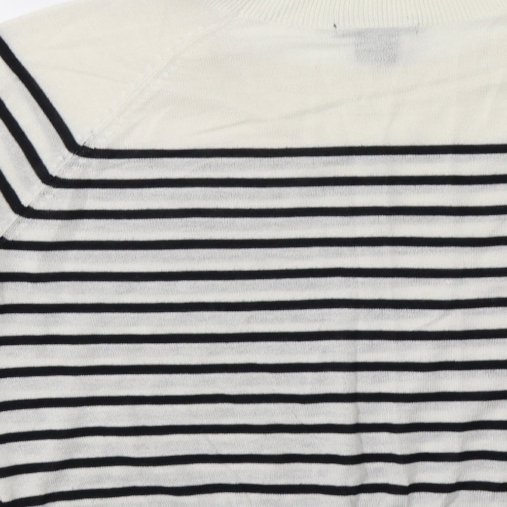 H&M Womens White Striped Pullover Sweatshirt Size XS