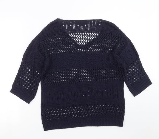 F&F Womens Blue Geometric Knit Pullover Jumper Size 8