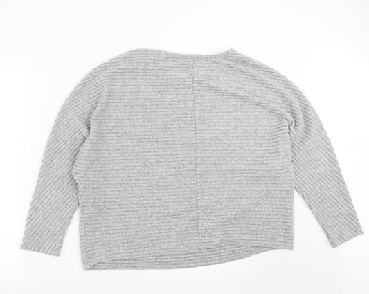 Primark Womens Grey Striped Knit Pullover Jumper Size L