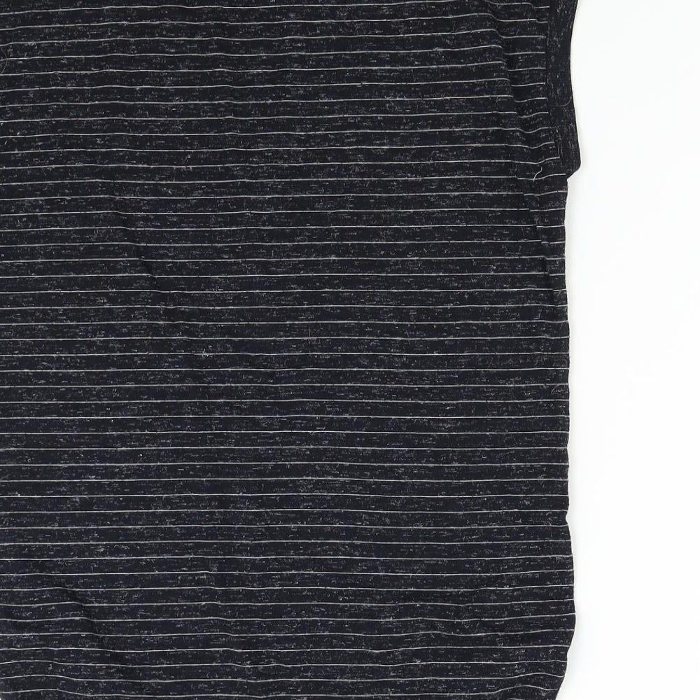 Papaya Womens Black Striped Basic T-Shirt Size 8