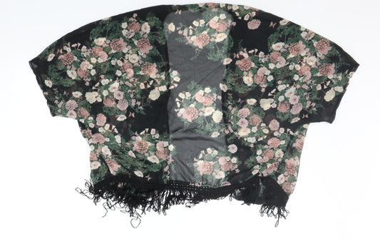 New Look Womens Black Floral Cardigan Jumper Size 12