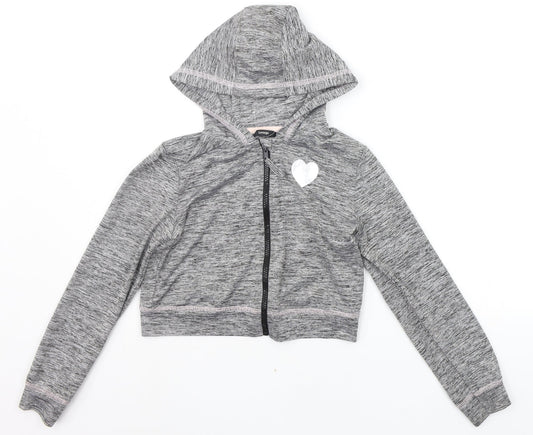 George Girls Grey Jacket Size 8-9 Years - Heart print