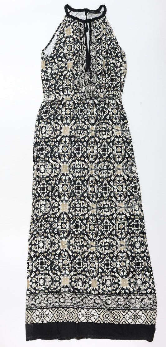 Additional front view of Wallis women’s beige geometric a-line, size UK 8