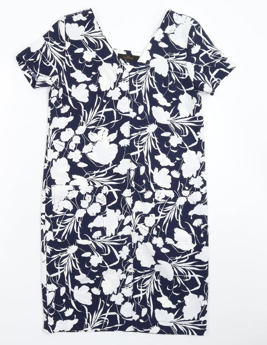 Additional front view of Next women’s blue floral bodycon, size UK 8