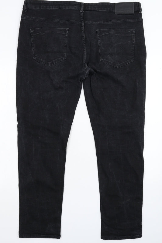 Denim & Co. Womens Black Denim Tapered Jeans Size 38 L30 in