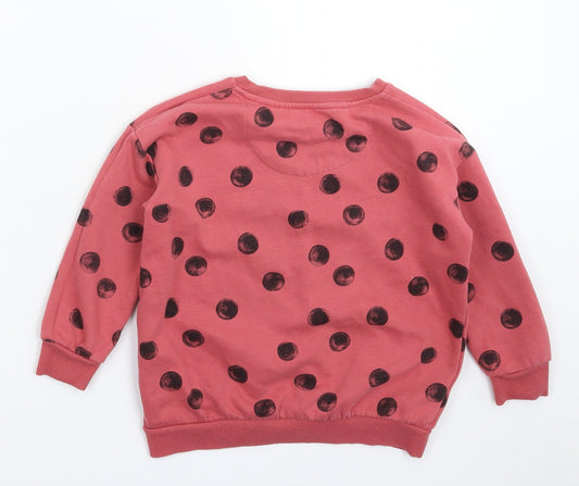 F&F Girls Red Spotted Pullover Sweatshirt Size 5-6 Years
