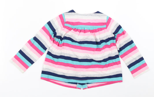 Gap Girls Pink Striped Cardigan Jumper Size 3 Years