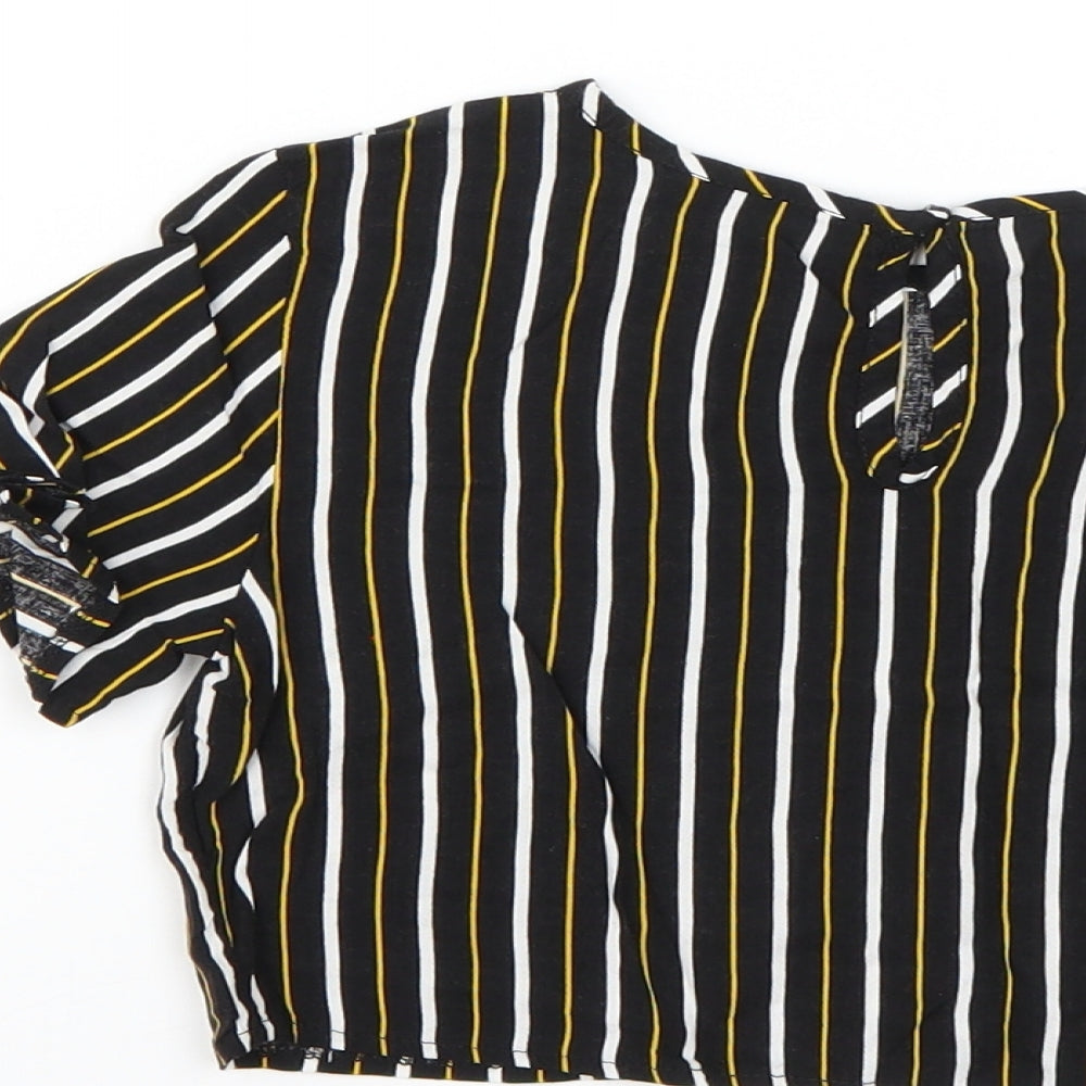 Brand and care label for miss evie girls’ multicoloured striped basic blouse, size 8-9, years