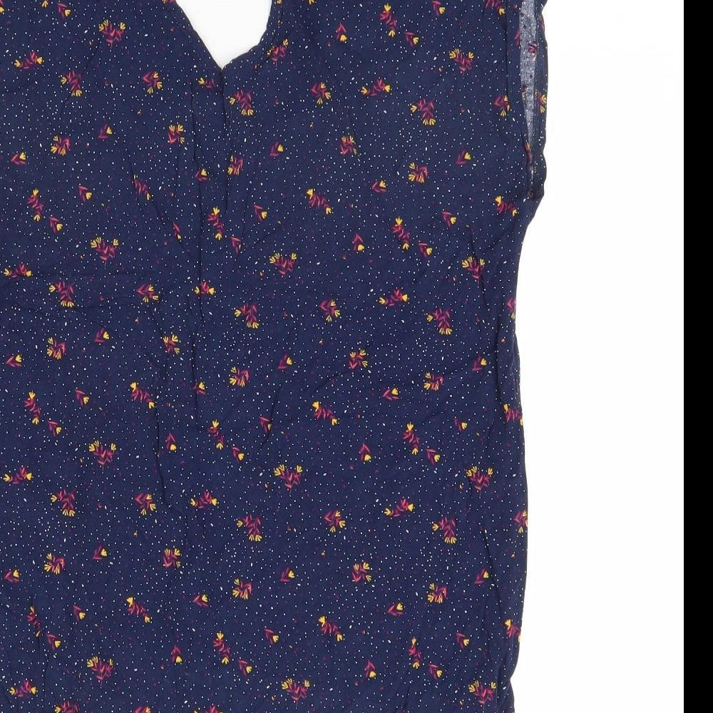 inextenso Womens Blue Floral Basic Blouse Size 10