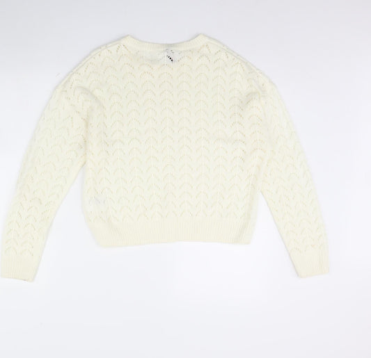 Womens UK Size S Divided White Pullover Jumper
