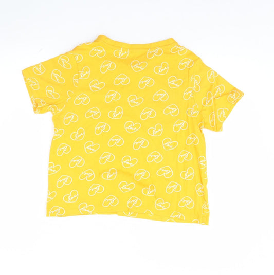 Primark Womens Yellow Cropped T-Shirt Size S