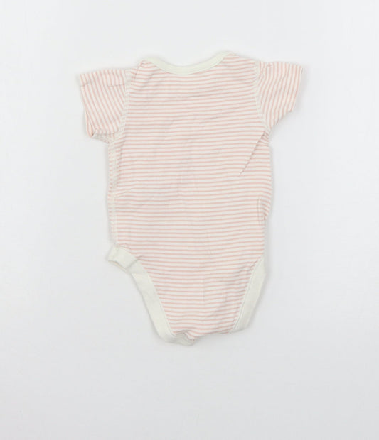 Marks and Spencer Girls Pink Striped Jersey Babygrow One-Piece Size 3-6 Months