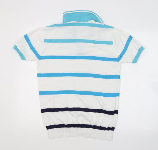JM SPORT Mens White Striped Polo Size L