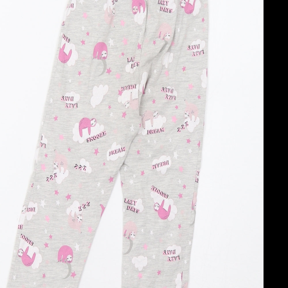 Brand and care label for Primark girls’ grey lounge pants, size 3-4, years - sloth