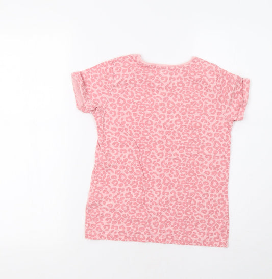 YD Girls Pink Animal Print Basic Polo Size 10-11 Years